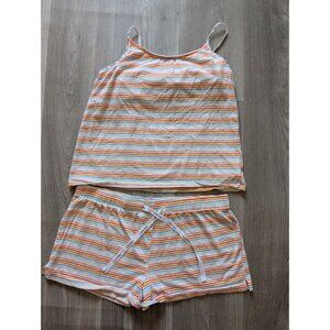 Calvin Klein Striped Pajama Set XL/M Sleeveless Top & Shorts Multicolor Cotton